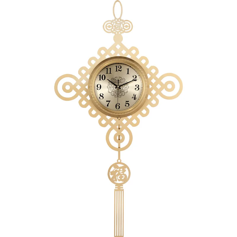 New Chinese brass living room wall clock modern light luxury home creative Chinese knot
New Chinese brass living room wall clock modern light luxury home creative Chinese knot