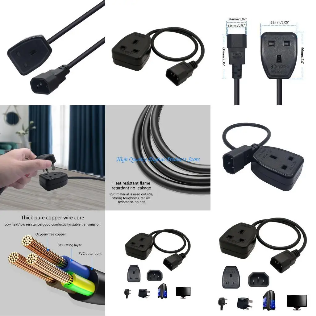 U2JE 1.8m Length IECC14 Male to UK 3Pin Female Socket Power Cord for Electronics
U2JE 1.8m Length IECC14 Male to UK 3Pin Female Socket Power Cord for Electronics