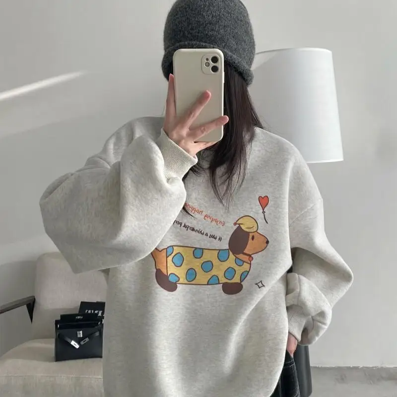 Стильная женская фиолетовая толстовка с мультяшным принтом, из смесового хлопка, свободного кроя, молодежная, модная, для ранней весны, новый стиль, худи
Стильная женская фиолетовая толстовка с мультяшным принтом, из смесового хлопка, свободного кроя, молодежная, модная, для ранней весны, новый стиль, худи