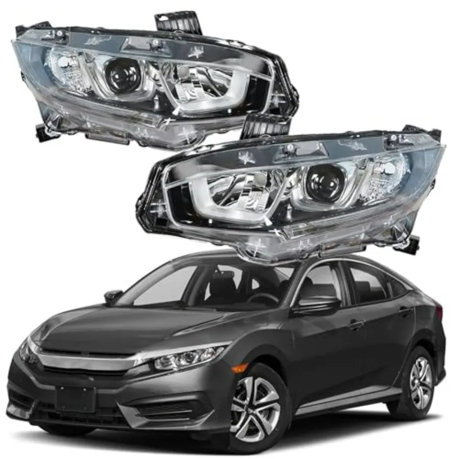 Driver Passenger Side Chrome Projector Headlight Assembly Replacement for Civic 2016 2017 2018 Halogen Headlight
Driver Passenger Side Chrome Projector Headlight Assembly Replacement for Civic 2016 2017 2018 Halogen Headlight