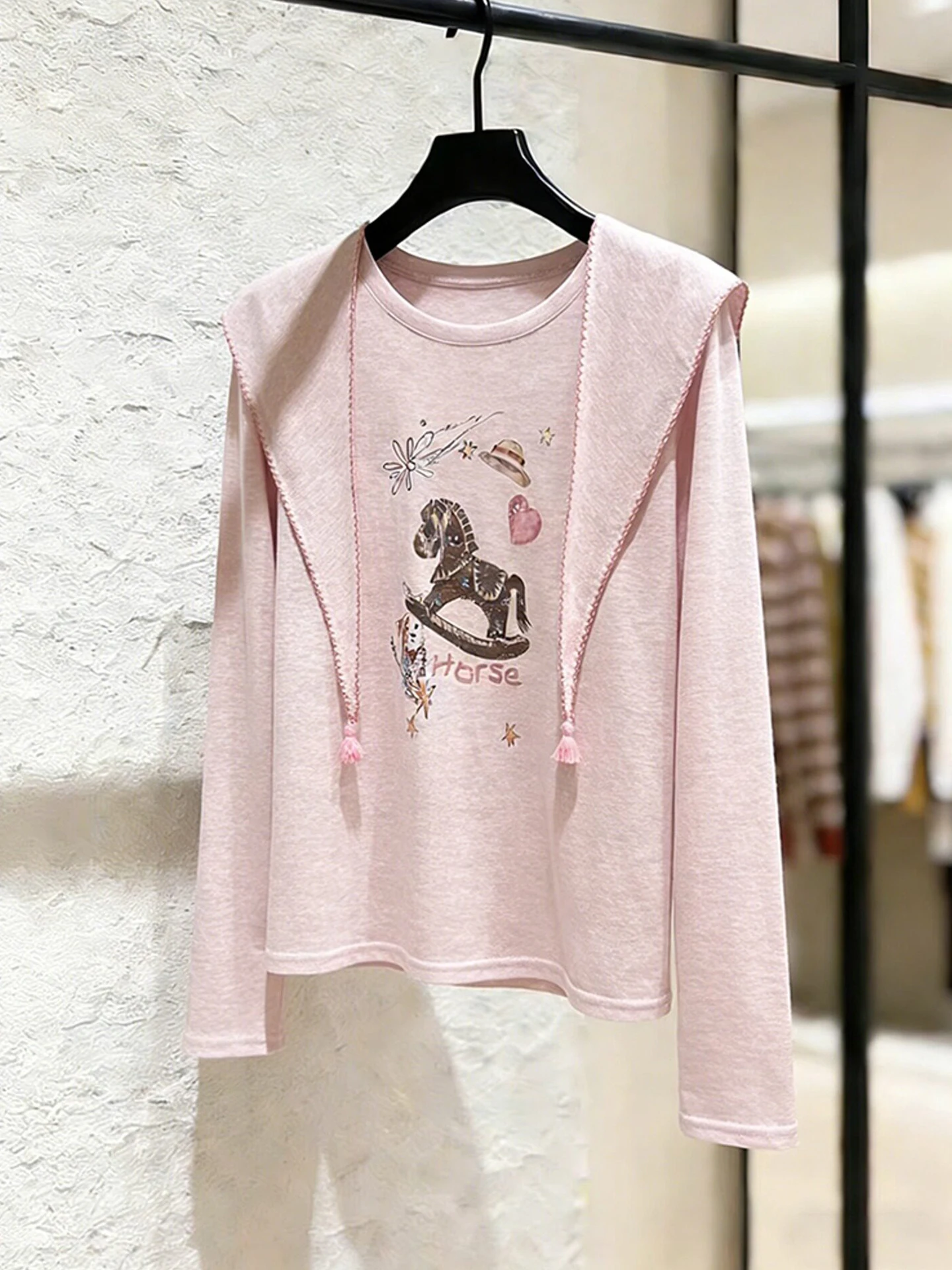 Sweet Korean Style Long Sleeve T-Shirt Spring Design Loose Soft Versatile Women's Shirt Casual Loose Fit Printed Top
Sweet Korean Style Long Sleeve T-Shirt Spring Design Loose Soft Versatile Women's Shirt Casual Loose Fit Printed Top
