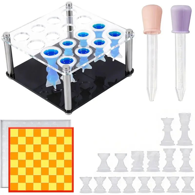 VELIF-Resin Chess Set Mold With 1 Pack 16-Piece Full Size 3D Silicone Molds, Includes 1 Pack Holder For Epoxy Resin Pieces
VELIF-Resin Chess Set Mold With 1 Pack 16-Piece Full Size 3D Silicone Molds, Includes 1 Pack Holder For Epoxy Resin Pieces