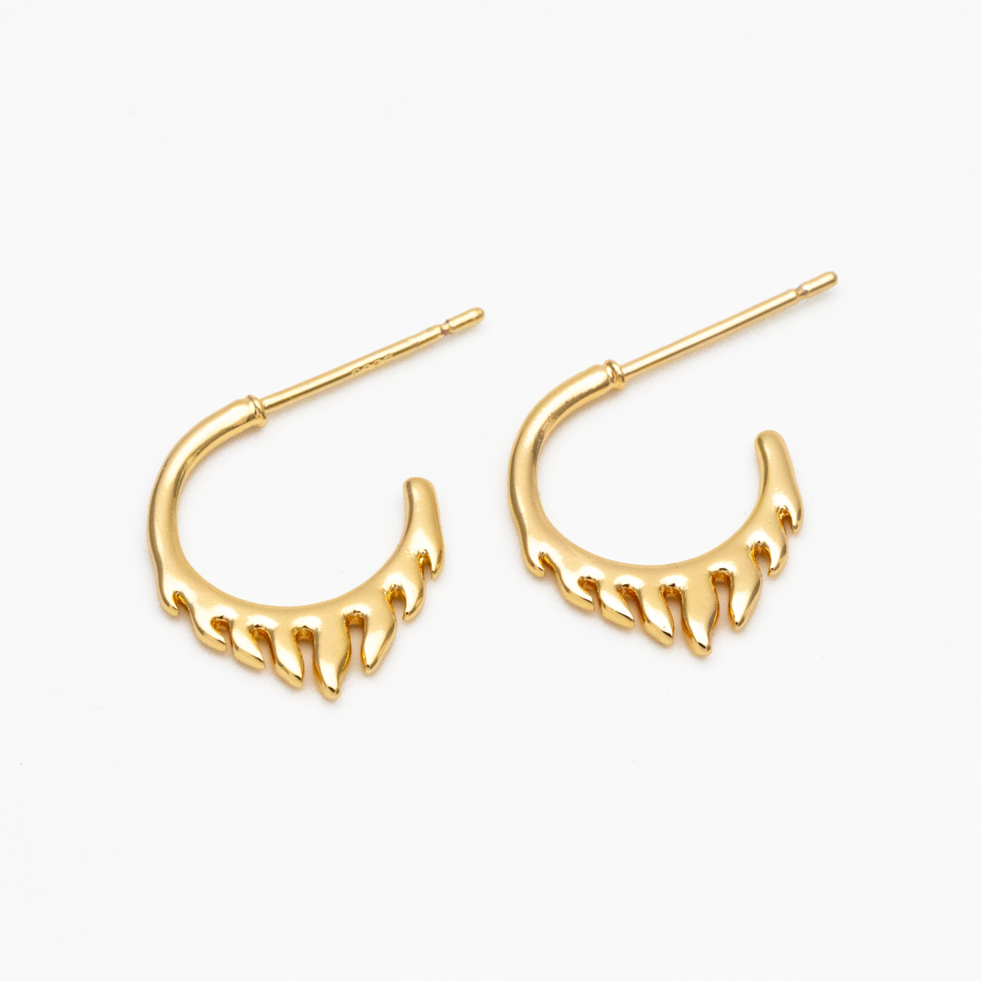 10pcs Gold Flame Round Circle Earrings, Gold Plated Brass, Minimalist Geometric Hoop Stud Earrings (GB-4062)
10pcs Gold Flame Round Circle Earrings, Gold Plated Brass, Minimalist Geometric Hoop Stud Earrings (GB-4062)