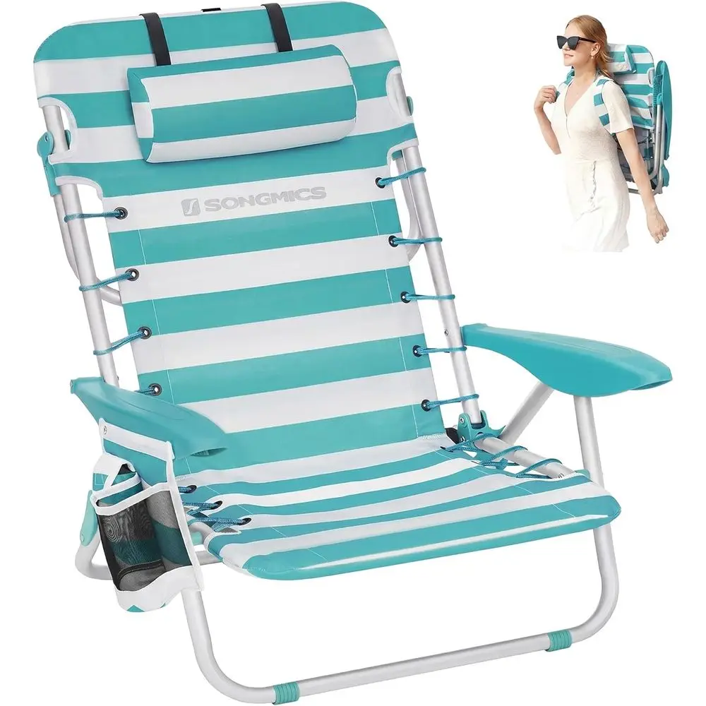 Portable Folding Beach Chair with 331 lb Capacity, Adjustable Backrest, Side Pockets, and Towel Bar - Green & White
Portable Folding Beach Chair with 331 lb Capacity, Adjustable Backrest, Side Pockets, and Towel Bar - Green & White