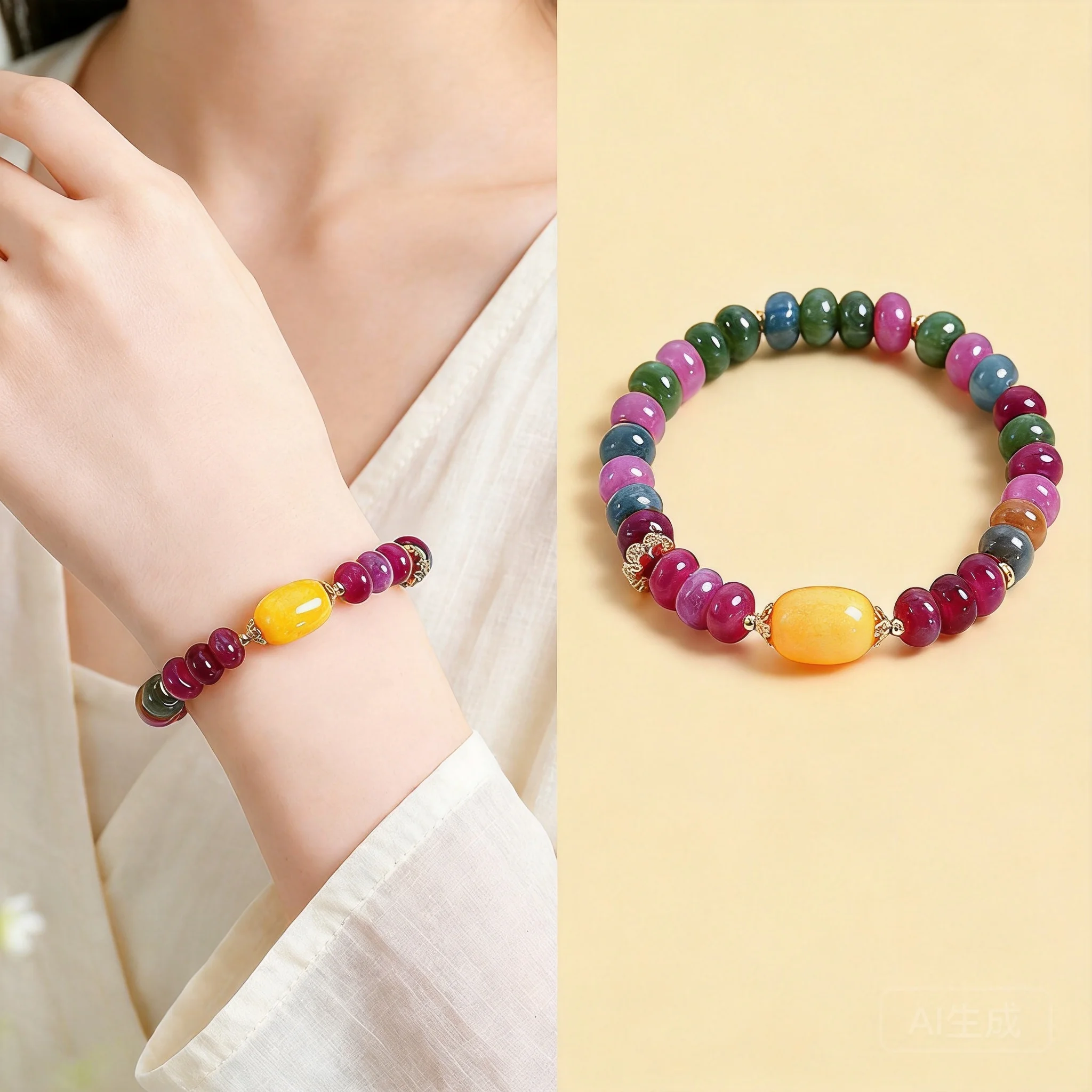 Chinese Style Lucky Blessing Colorful Tourmaline Abacus Beads Yellow Jade Chalcedony Bracelet For Women Exquisite Vintage Good
Chinese Style Lucky Blessing Colorful Tourmaline Abacus Beads Yellow Jade Chalcedony Bracelet For Women Exquisite Vintage Good