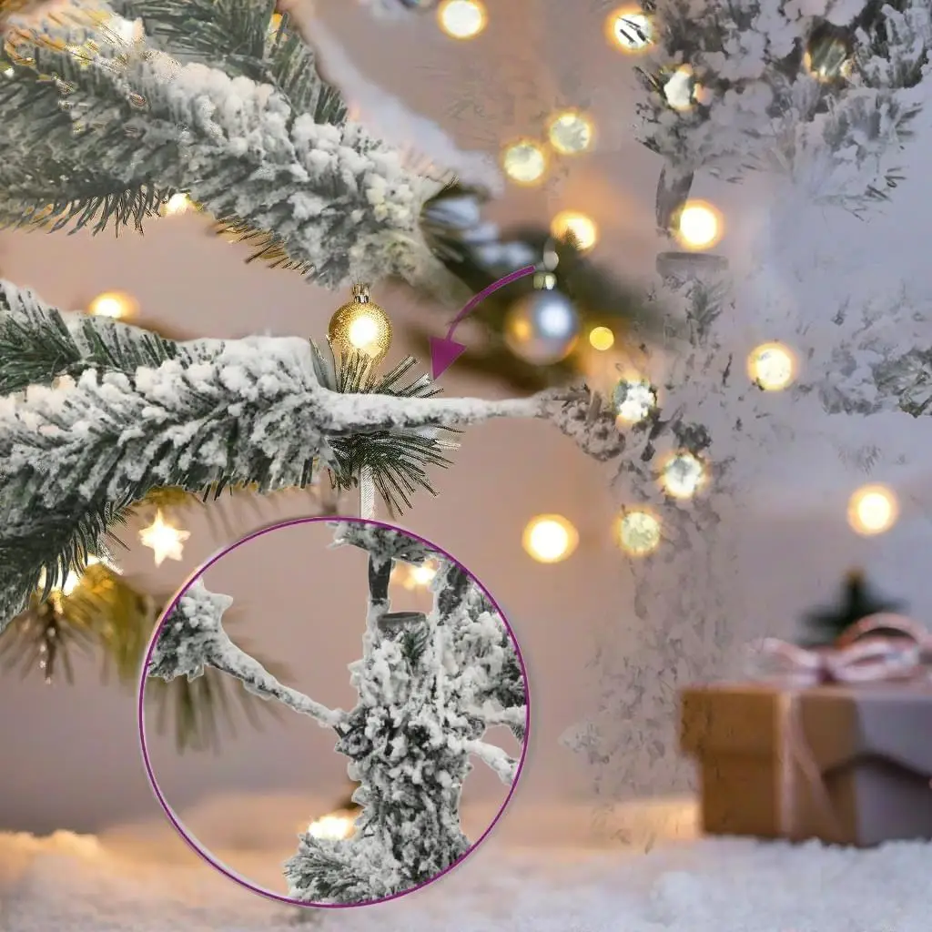 Flocked Snow Artificial Christmas Tree 70.9in, Hinged Design, Festive Holiday Decoration
Flocked Snow Artificial Christmas Tree 70.9in, Hinged Design, Festive Holiday Decoration