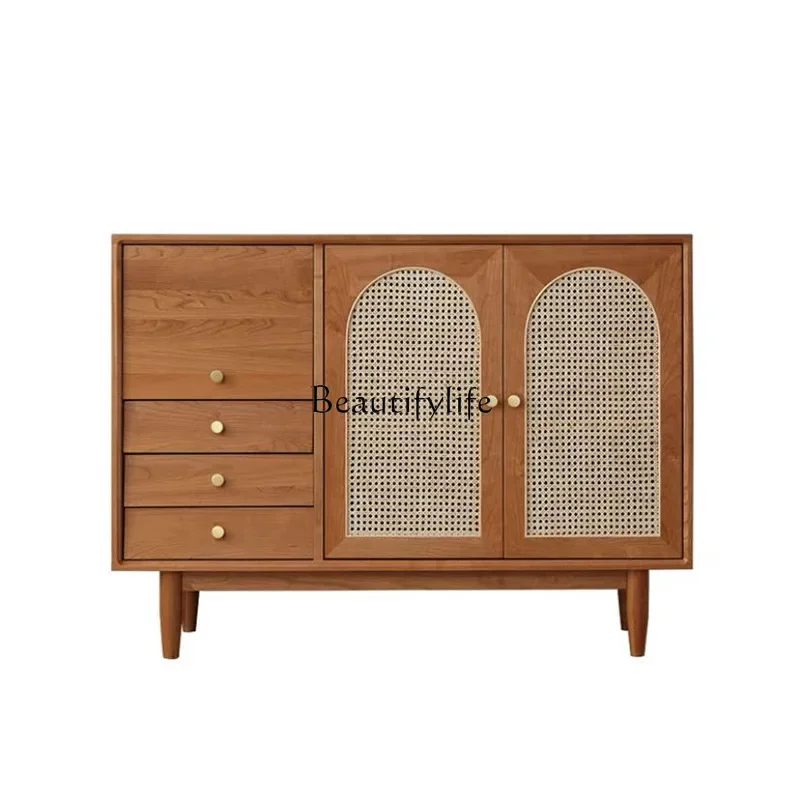 Nordic cherry rattan dining side cabinet kitchen wall solid wood storage tea cabinet
Nordic cherry rattan dining side cabinet kitchen wall solid wood storage tea cabinet