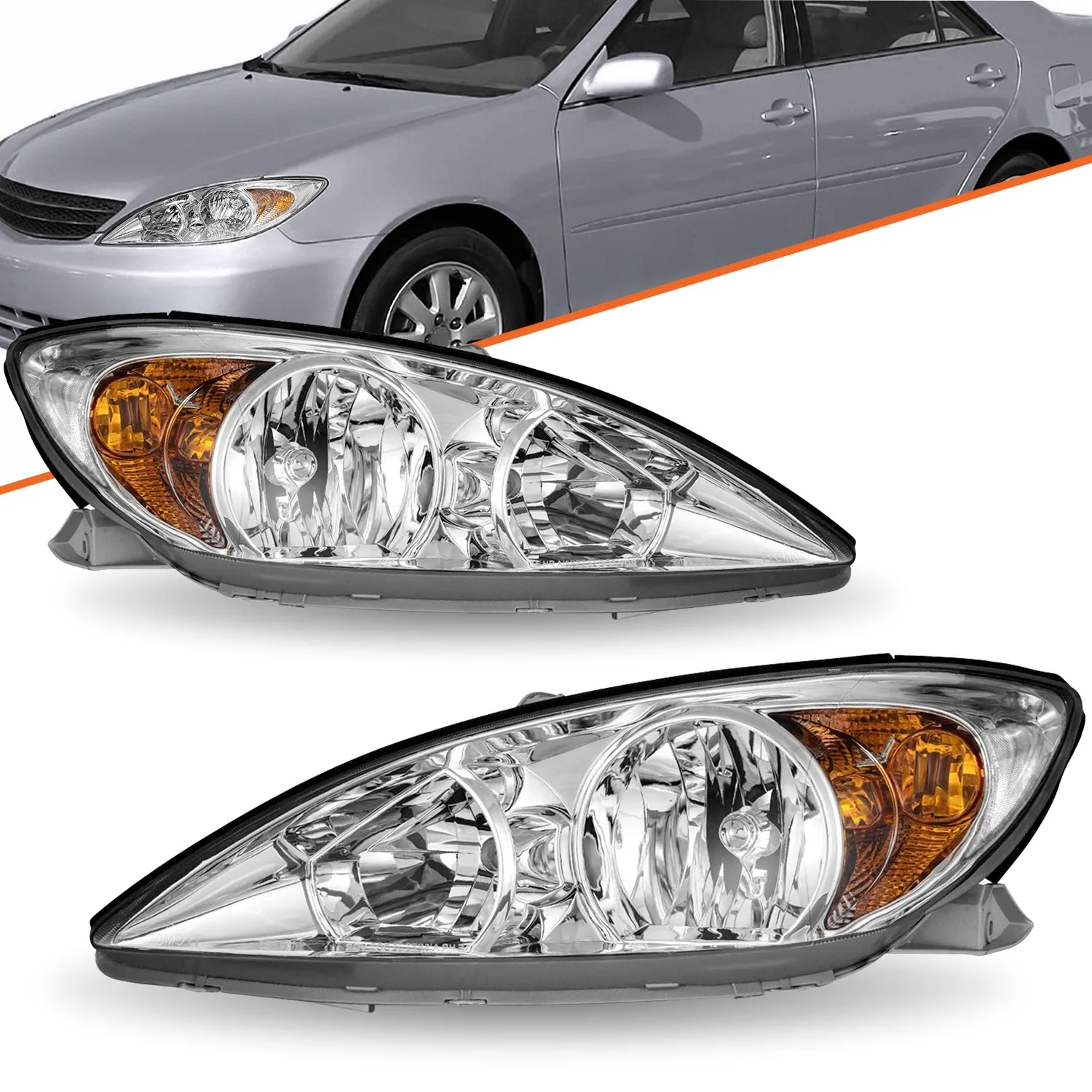For 2002 2003 2004 Toyota Camry Halo Chrome Clear Headlights Assembly Left+Right
For 2002 2003 2004 Toyota Camry Halo Chrome Clear Headlights Assembly Left+Right
