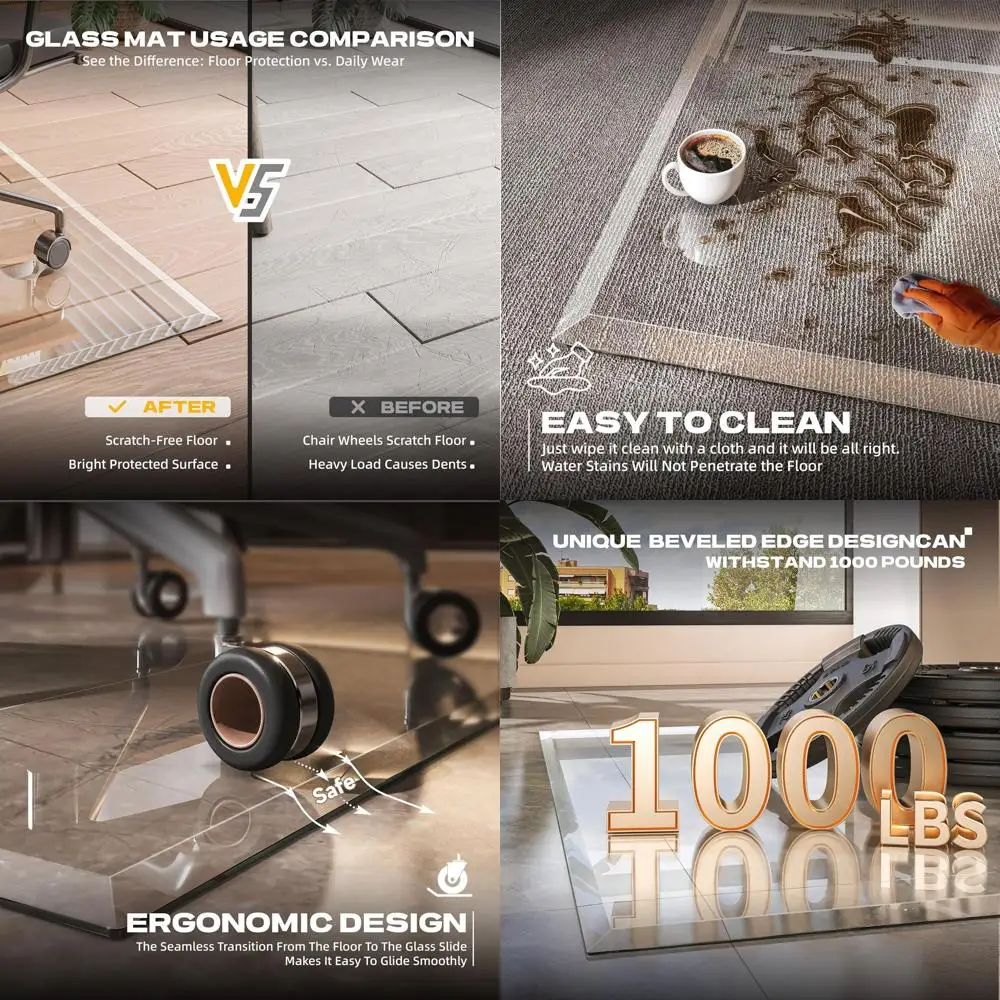 46x36 Коврик для стула из прозрачного закаленного стекла, гладкое скольжение для офиса, подходит для ковров и паркетных полов
46x36 Коврик для стула из прозрачного закаленного стекла, гладкое скольжение для офиса, подходит для ковров и паркетных полов