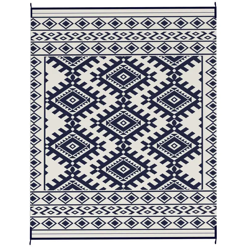 Reversible Outdoor Rug, Waterproof Plastic Straw with Carry Bag, 8' x 10', - Blue White Rhombus Border
Reversible Outdoor Rug, Waterproof Plastic Straw with Carry Bag, 8' x 10', - Blue White Rhombus Border