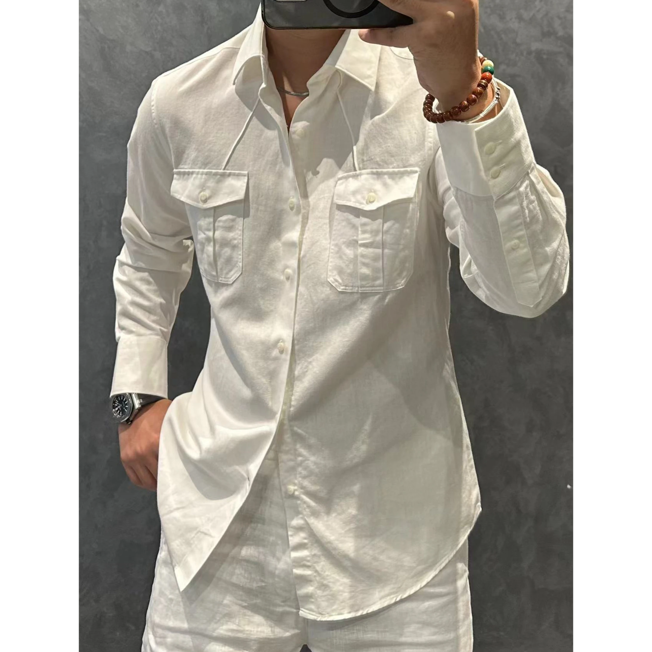 Элитная льняная комфортная рубашка с длинным рукавом для мужчин, приталенная, класса люкс, универсальная, осенняя, молодежная, с воротником-стойкой, индивидуальный крой
Элитная льняная комфортная рубашка с длинным рукавом для мужчин, приталенная, класса люкс, универсальная, осенняя, молодежная, с воротником-стойкой, индивидуальный крой