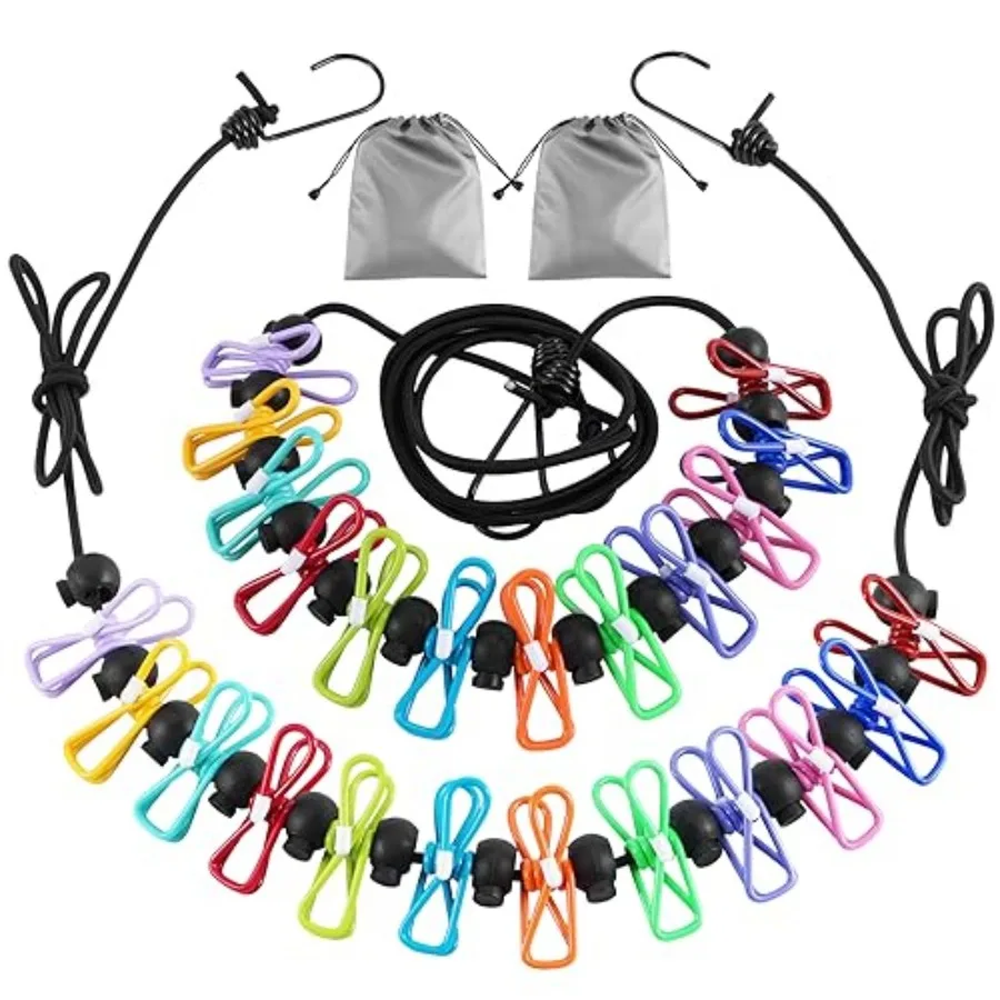2 Pack Camping Clothesline Portable 12 Clothespins, Camping Accessories Travel Clothesline for Outdoor Indoor, Retractable Clot
2 Pack Camping Clothesline Portable 12 Clothespins, Camping Accessories Travel Clothesline for Outdoor Indoor, Retractable Clot
