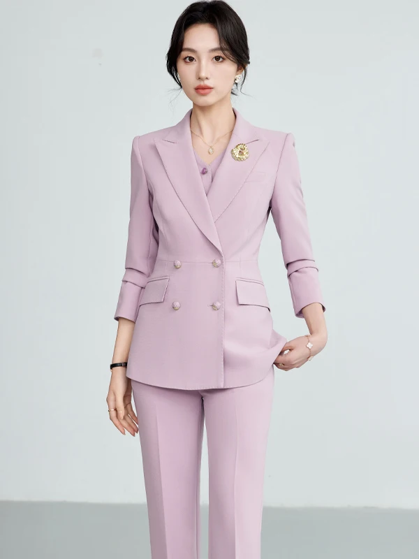 Business Commute Style Women's Suit Set Double Breasted Slim Fit Workwear Fashion Autumn Hostess Wardrobe Polyester Fiber
Business Commute Style Women's Suit Set Double Breasted Slim Fit Workwear Fashion Autumn Hostess Wardrobe Polyester Fiber