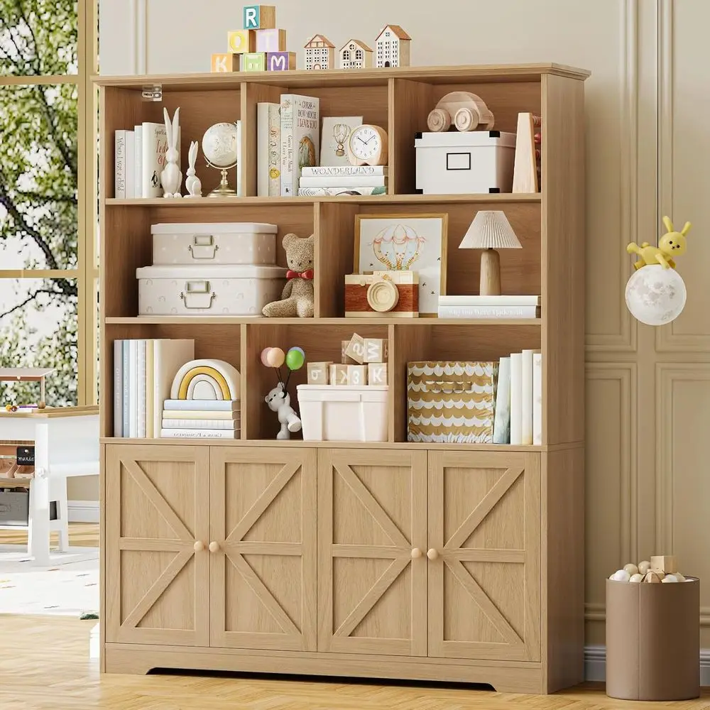 Multi-Functional Kids Bookshelf with Storage, 8 Cubbies & 4 Drawers, Adjustable Shelves, Natural Oak Finish
Multi-Functional Kids Bookshelf with Storage, 8 Cubbies & 4 Drawers, Adjustable Shelves, Natural Oak Finish