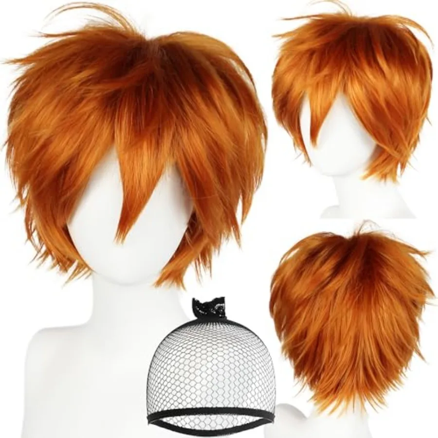Hair Cap+Short Ginger Anime Wig Unisex Orange Cosplay Wigs Layered Fluffy Copper Red Wig Short Straight Hair Spiky Anime Outfit
Hair Cap+Short Ginger Anime Wig Unisex Orange Cosplay Wigs Layered Fluffy Copper Red Wig Short Straight Hair Spiky Anime Outfit