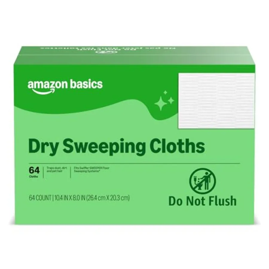 Dry Sweeping Cloths for Floor Cleaning, Pet Hair, Dust, Dirt, Multi-Surface, Disposable, Fits Swiffer Sweeper Mop Heads, 64 Cou
Dry Sweeping Cloths for Floor Cleaning, Pet Hair, Dust, Dirt, Multi-Surface, Disposable, Fits Swiffer Sweeper Mop Heads, 64 Cou