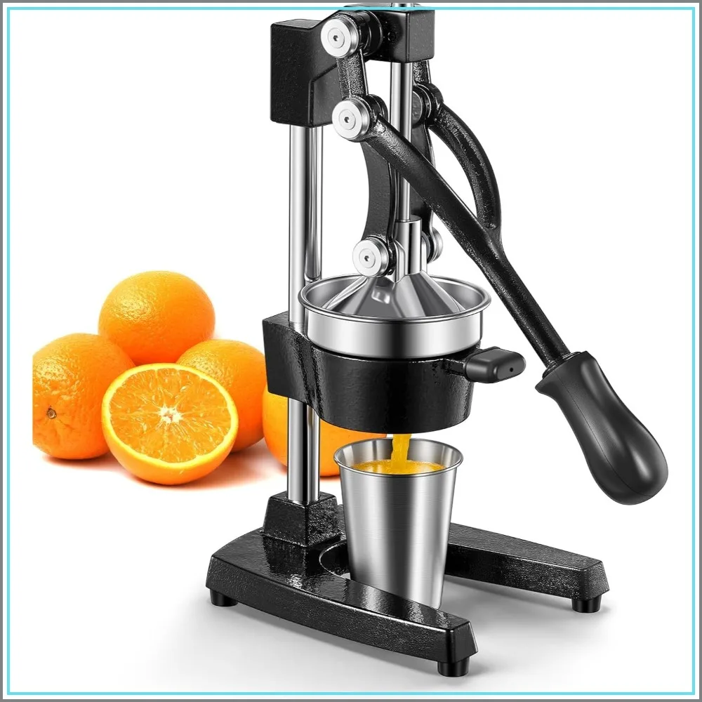 Professional Cast Iron Manual Juicer, Heavy Duty Citrus Press with Stainless Steel Strainer, Easy-to-Clean Hand Squeezer for Orange, Lemon, Lime, Grapefruit
Professional Cast Iron Manual Juicer, Heavy Duty Citrus Press with Stainless Steel Strainer, Easy-to-Clean Hand Squeezer for Orange, Lemon, Lime, Grapefruit