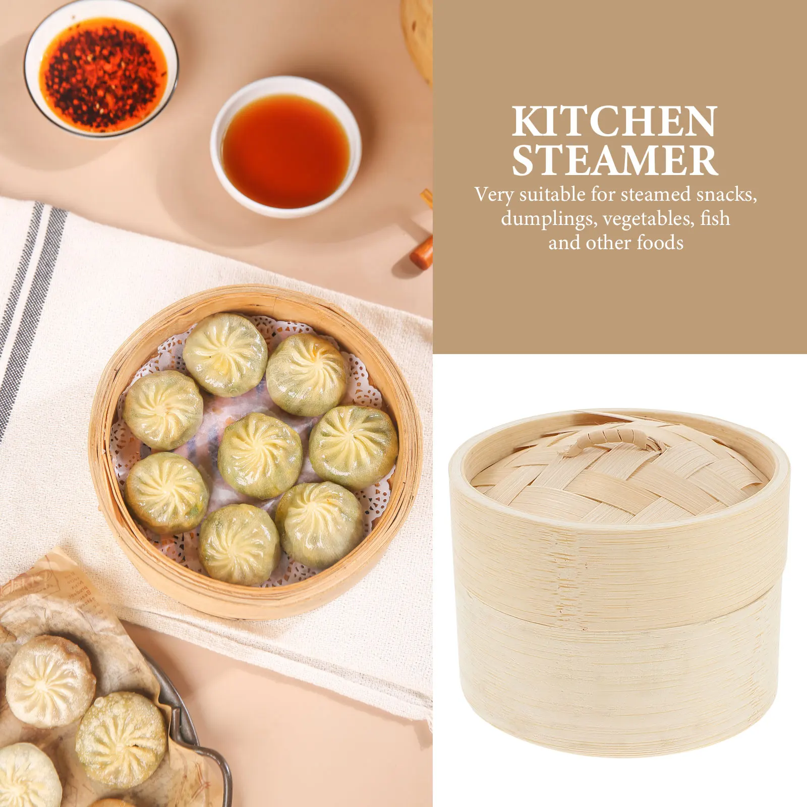 1 set Bamboo Steamer Basket Household Kitchen Accessory High Temperature Resistant Easy Clean Practical Food Steamer
1 set Bamboo Steamer Basket Household Kitchen Accessory High Temperature Resistant Easy Clean Practical Food Steamer