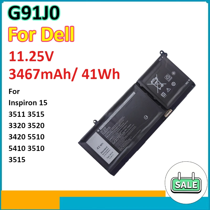 41Wh 3467mAh G91J0 Laptop Battery for Dell Inspiron 15 3511 3515 3320 3520 3420 5510 5410 3510 3515 11.25V Computer Accessories
41Wh 3467mAh G91J0 Laptop Battery for Dell Inspiron 15 3511 3515 3320 3520 3420 5510 5410 3510 3515 11.25V Computer Accessories