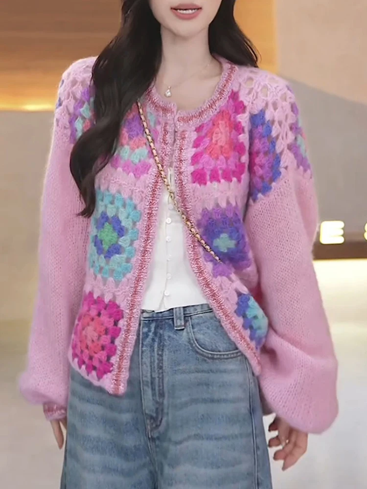Korean Style Soft Cozy Women's Knitted Hollow out Cardigan Casual Loose Fit Long Sleeve Breathable Airy Feel Pink Color
Korean Style Soft Cozy Women's Knitted Hollow out Cardigan Casual Loose Fit Long Sleeve Breathable Airy Feel Pink Color
