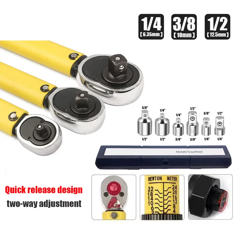 2-210N.m Torque Wrench 1/2 3/8 1/4 Precise Reversible Ratchet Torques Key Professional Bicycle Motorcycle Car Automotive Tool
2-210N.m Torque Wrench 1/2 3/8 1/4 Precise Reversible Ratchet Torques Key Professional Bicycle Motorcycle Car Automotive Tool