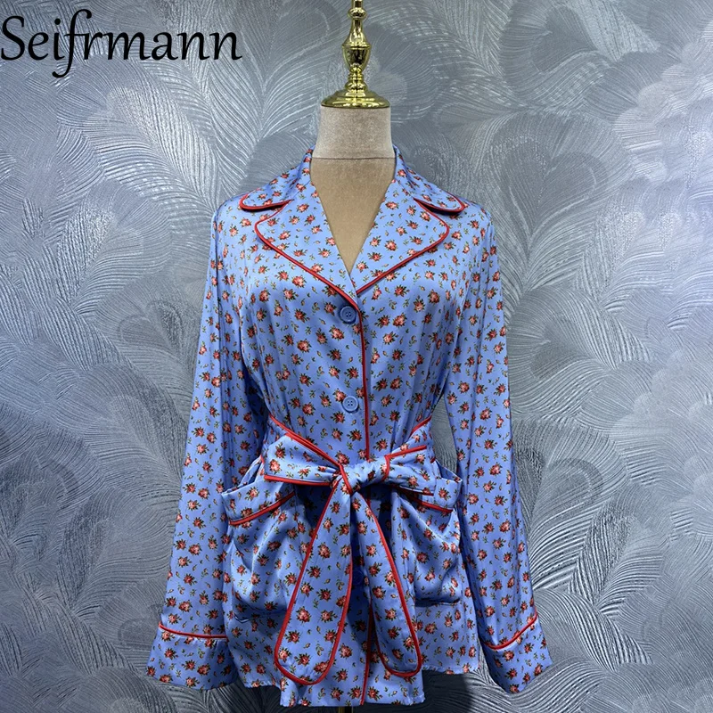 Seifrmann 2026 Spring Women's New Fashion lapel Long Sleeve Single breasted Silk Printed Belt Waist cinching Top
Seifrmann 2026 Spring Women's New Fashion lapel Long Sleeve Single breasted Silk Printed Belt Waist cinching Top