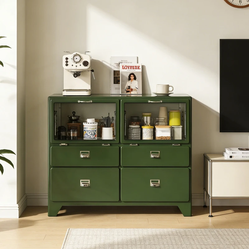 Japanese retro iron chest cabinet household living room drawer dining side cabinet metal storage glass display cabinet
Japanese retro iron chest cabinet household living room drawer dining side cabinet metal storage glass display cabinet