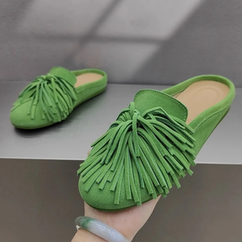 DIMANYU Women's Mules Shoes Genuine Leather 2026 New Women Slippers Flat Tassel Closed-Toe Female Large Size Slippers Women
DIMANYU Women's Mules Shoes Genuine Leather 2026 New Women Slippers Flat Tassel Closed-Toe Female Large Size Slippers Women