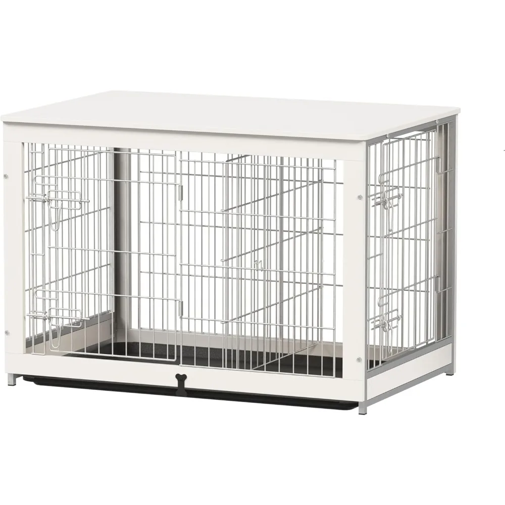 Wooden Dog Crate Furniture with Divider Panel, Dog Crate End Table with Fixable Slide Tray, Double Doors Dog Kennel Indoor for
Wooden Dog Crate Furniture with Divider Panel, Dog Crate End Table with Fixable Slide Tray, Double Doors Dog Kennel Indoor for