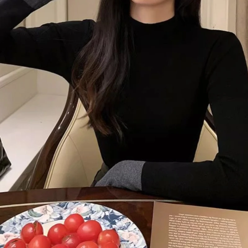 Semi-turtleneck Knitted Bottoming Shirt Women's 2025 Slim-fit Spice Girl Long-sleeved Sweater with High-end Sense
Semi-turtleneck Knitted Bottoming Shirt Women's 2025 Slim-fit Spice Girl Long-sleeved Sweater with High-end Sense