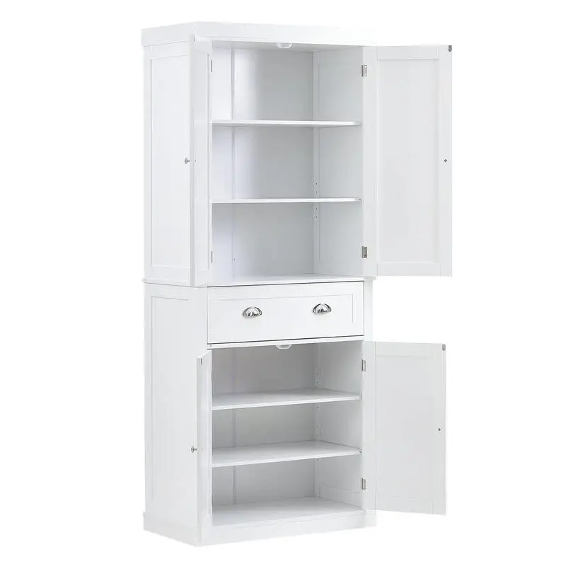 Tall Floor Cupboard 72" For Kitchen Living Room Laundry, 3 Adjustable Shelves Drawer White Large Capacity Wood Furniture Dining Room Organization Storage Unit
Tall Floor Cupboard 72" For Kitchen Living Room Laundry, 3 Adjustable Shelves Drawer White Large Capacity Wood Furniture Dining Room Organization Storage Unit
