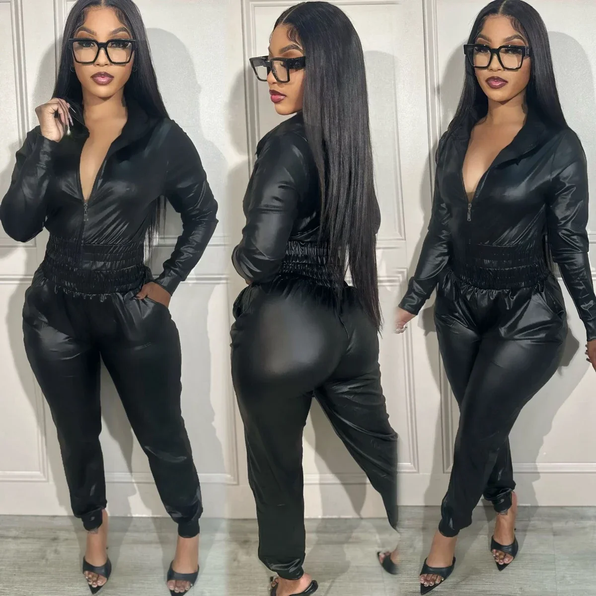 Wishyear Zipper Joggers Hoodie Jacket and Pants Two Piece Set Sweatsuits for Women Faux Leather Tracksuit Night Club Outfit
Wishyear Zipper Joggers Hoodie Jacket and Pants Two Piece Set Sweatsuits for Women Faux Leather Tracksuit Night Club Outfit