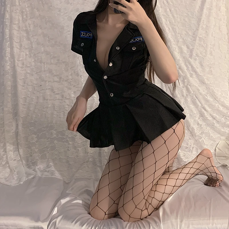 Sexy Lingerie Police Uniform Female Cop Pleated Dress Policewoman Erotic Roleplay Costume Women Officer Cosplay Crotchless Skirt
Sexy Lingerie Police Uniform Female Cop Pleated Dress Policewoman Erotic Roleplay Costume Women Officer Cosplay Crotchless Skirt