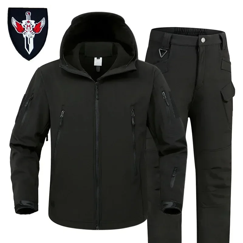 Thickened Knee Soft Shell Autumn and Winter Plush Thickened Mountaineering Tactical Waterproof Windproof Charge Coat Pants Set
Thickened Knee Soft Shell Autumn and Winter Plush Thickened Mountaineering Tactical Waterproof Windproof Charge Coat Pants Set