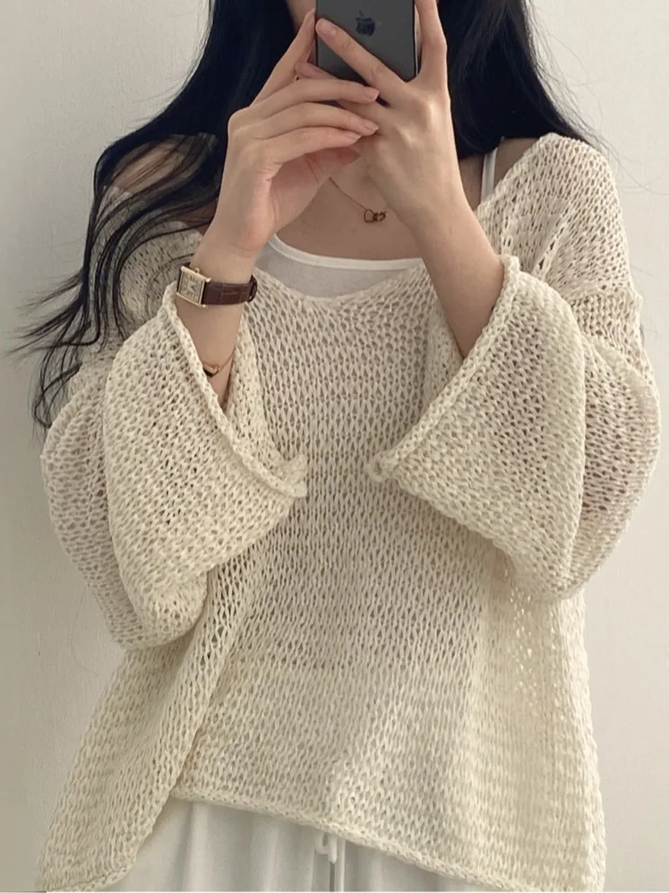Chic Vintage Loose Long Sve Knitted Sweater Spring Anti-Aging Design Sensation Lazy Sle V-Ne Color Women's Top
Chic Vintage Loose Long Sve Knitted Sweater Spring Anti-Aging Design Sensation Lazy Sle V-Ne Color Women's Top