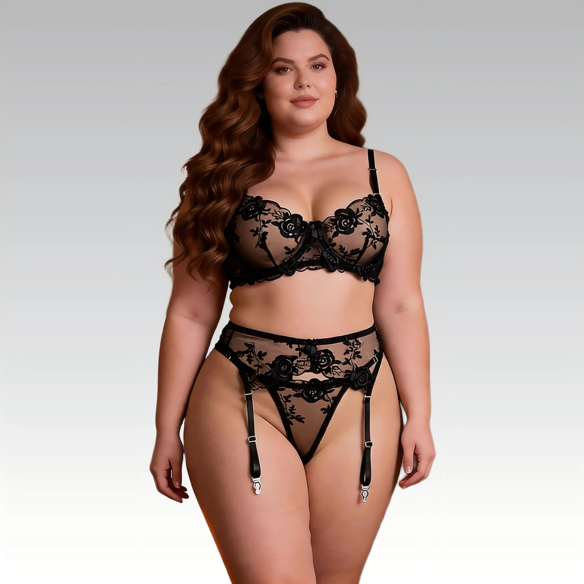 Plus Size 3XL Underwear Set Embroidery Underwire Garter Lingerie Set 3-Piece Bralette Lace Push Up Sensual Lingerie Woman
Plus Size 3XL Underwear Set Embroidery Underwire Garter Lingerie Set 3-Piece Bralette Lace Push Up Sensual Lingerie Woman