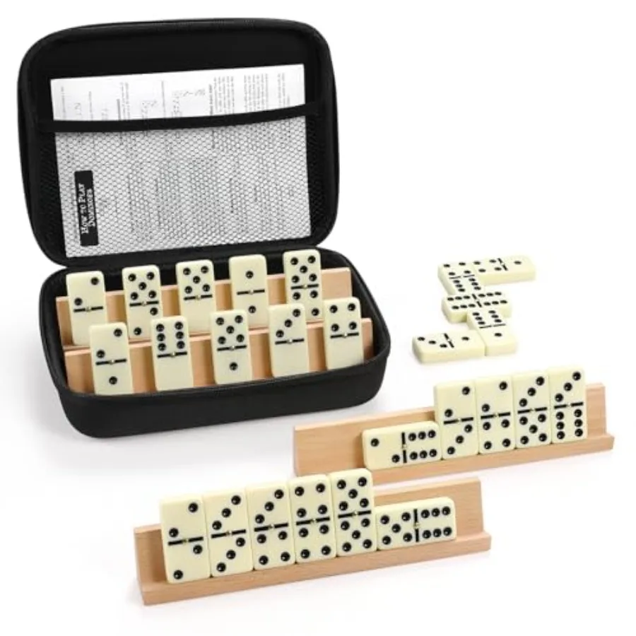 Jumbo Dominos Set for Adults with 4 Wooden Racks/Trays, Double 6 Dominoes Travel Set with Portable Case Double Six Dominoes Set
Jumbo Dominos Set for Adults with 4 Wooden Racks/Trays, Double 6 Dominoes Travel Set with Portable Case Double Six Dominoes Set