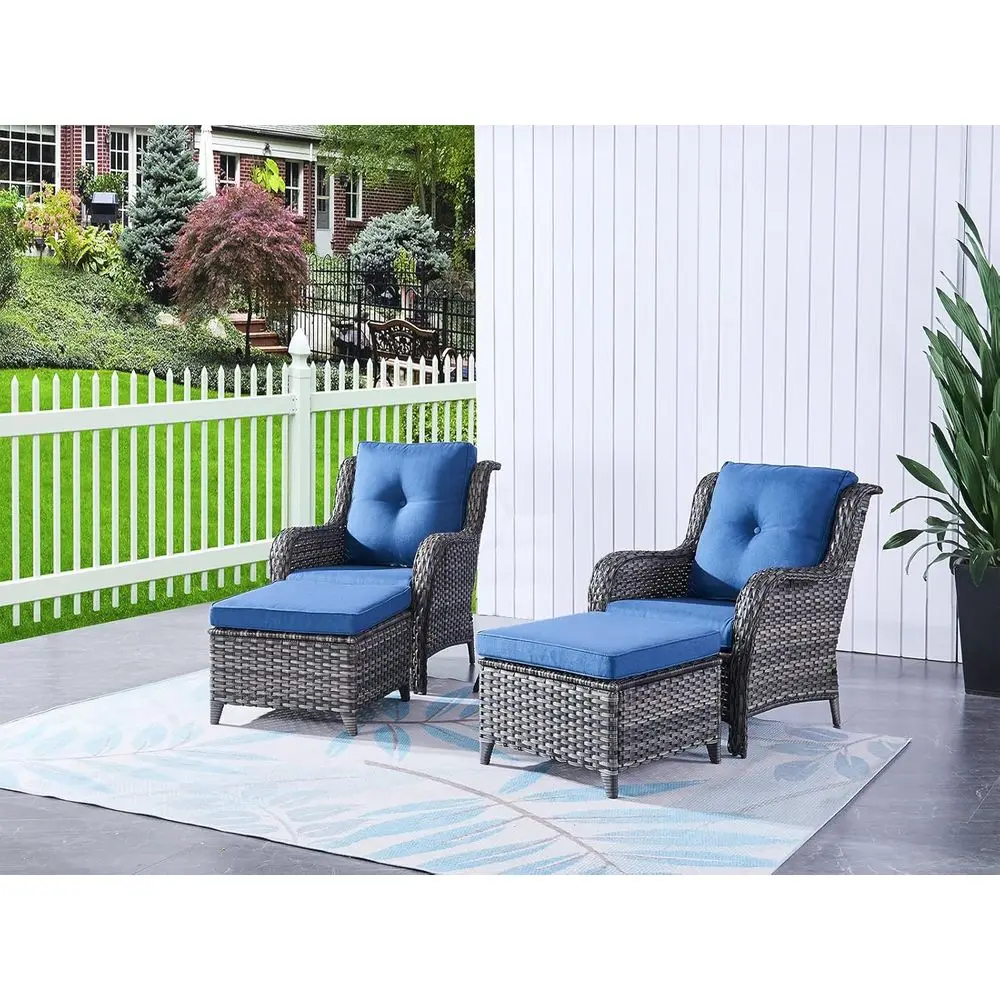 4-Piece Outdoor Bistro Set with Wicker Chairs and Ottomans for Patio, Garden, or Porch
4-Piece Outdoor Bistro Set with Wicker Chairs and Ottomans for Patio, Garden, or Porch