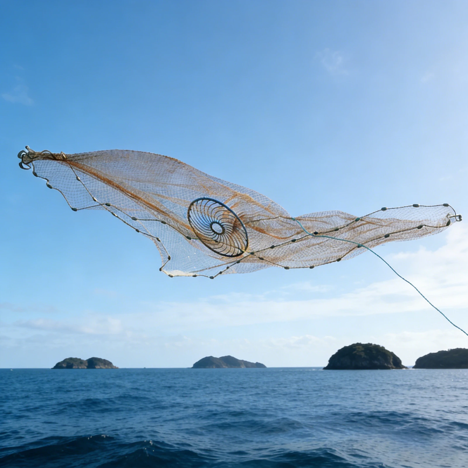 Portable Fishing Net, Handheld Cast Net, for Bait Trap Fish 141.73 inch Radius for Freshwater and Saltwater ( Orange-brown + Blue)
Portable Fishing Net, Handheld Cast Net, for Bait Trap Fish 141.73 inch Radius for Freshwater and Saltwater ( Orange-brown + Blue)