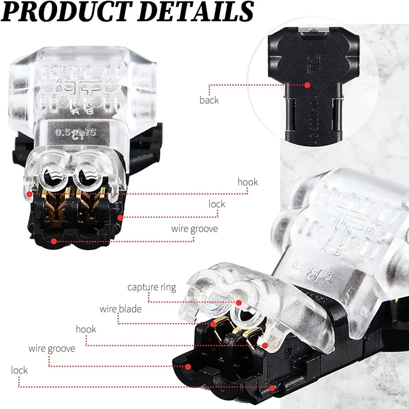 AEE4-100Pcs Wire Connectors Low Voltage T Tap Wire Connectors 2 Pin 2 Way Automotive Wire Connector For Wiring Electrical LED
AEE4-100Pcs Wire Connectors Low Voltage T Tap Wire Connectors 2 Pin 2 Way Automotive Wire Connector For Wiring Electrical LED