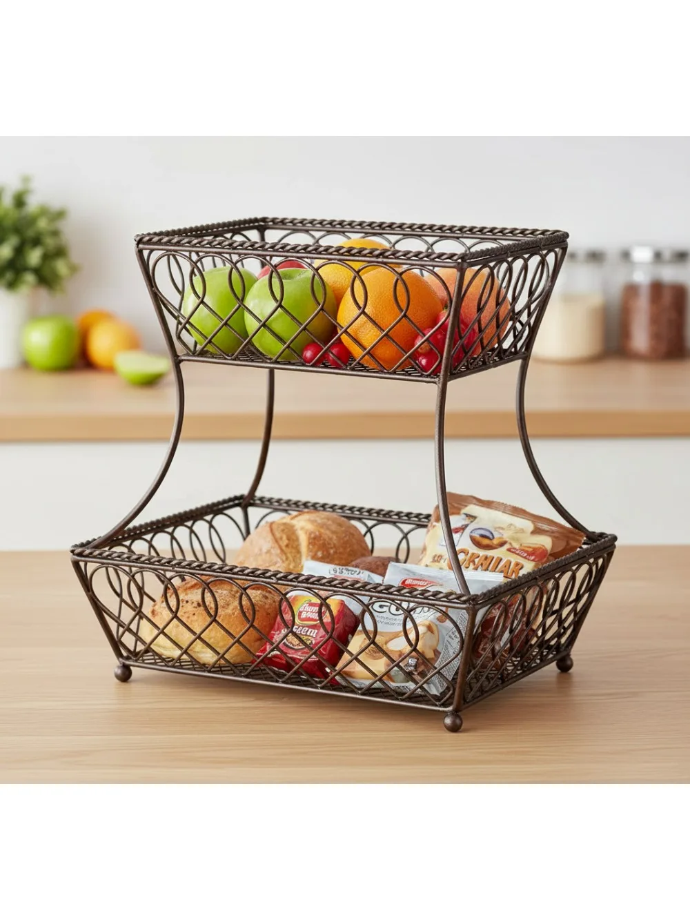 2-уровневая круглая металлическая корзина на столешницу, античный черный цвет, 14 дюймов — кухонная организация и подставка для фруктов
2-уровневая круглая металлическая корзина на столешницу, античный черный цвет, 14 дюймов — кухонная организация и подставка для фруктов