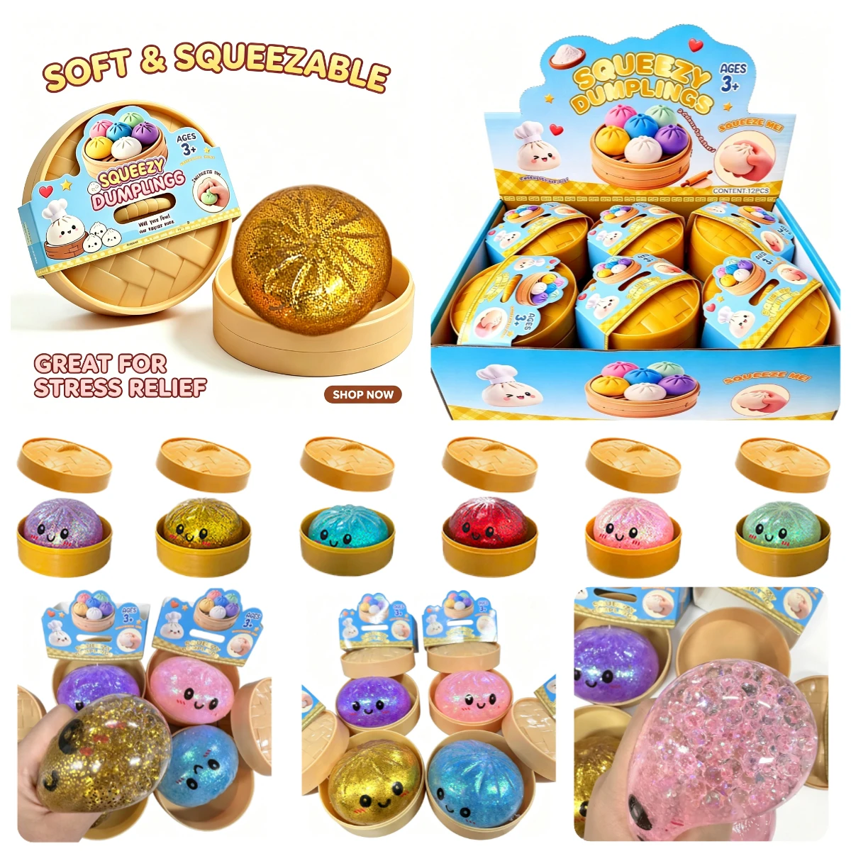 Dumpling Squishy Stress Ball Toy Anti-Stress Hand Sensory Office Desk Toy Blind Box Packaging for Stress Relief
Dumpling Squishy Stress Ball Toy Anti-Stress Hand Sensory Office Desk Toy Blind Box Packaging for Stress Relief