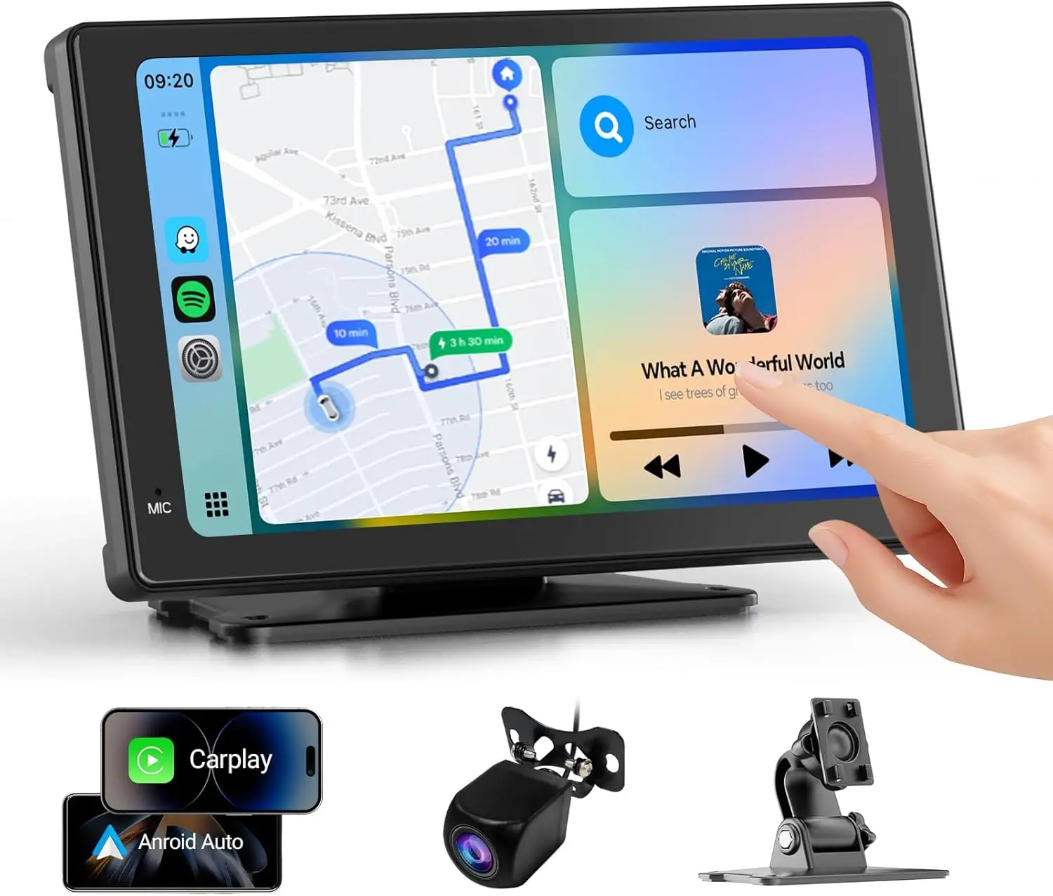 Автомобильная стереосистема с 7-дюймовым HD-сенсорным экраном и беспроводным CarPlay, Android Auto, резервная камера 1080P, GPS, голосовое управление
Автомобильная стереосистема с 7-дюймовым HD-сенсорным экраном и беспроводным CarPlay, Android Auto, резервная камера 1080P, GPS, голосовое управление