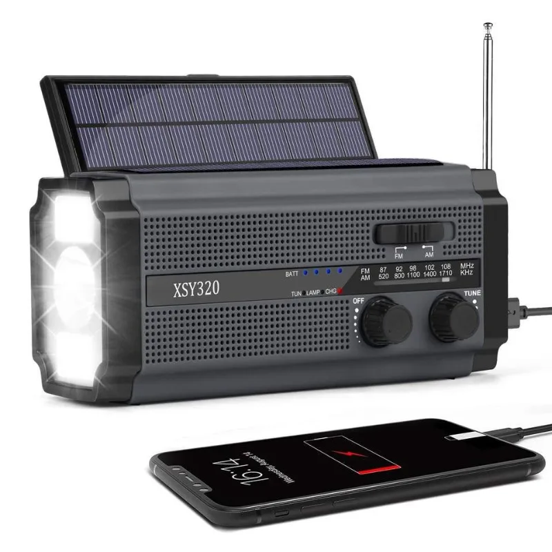 Solar radio, flashlight outdoor multi-function hand-cranked charging radio
Solar radio, flashlight outdoor multi-function hand-cranked charging radio