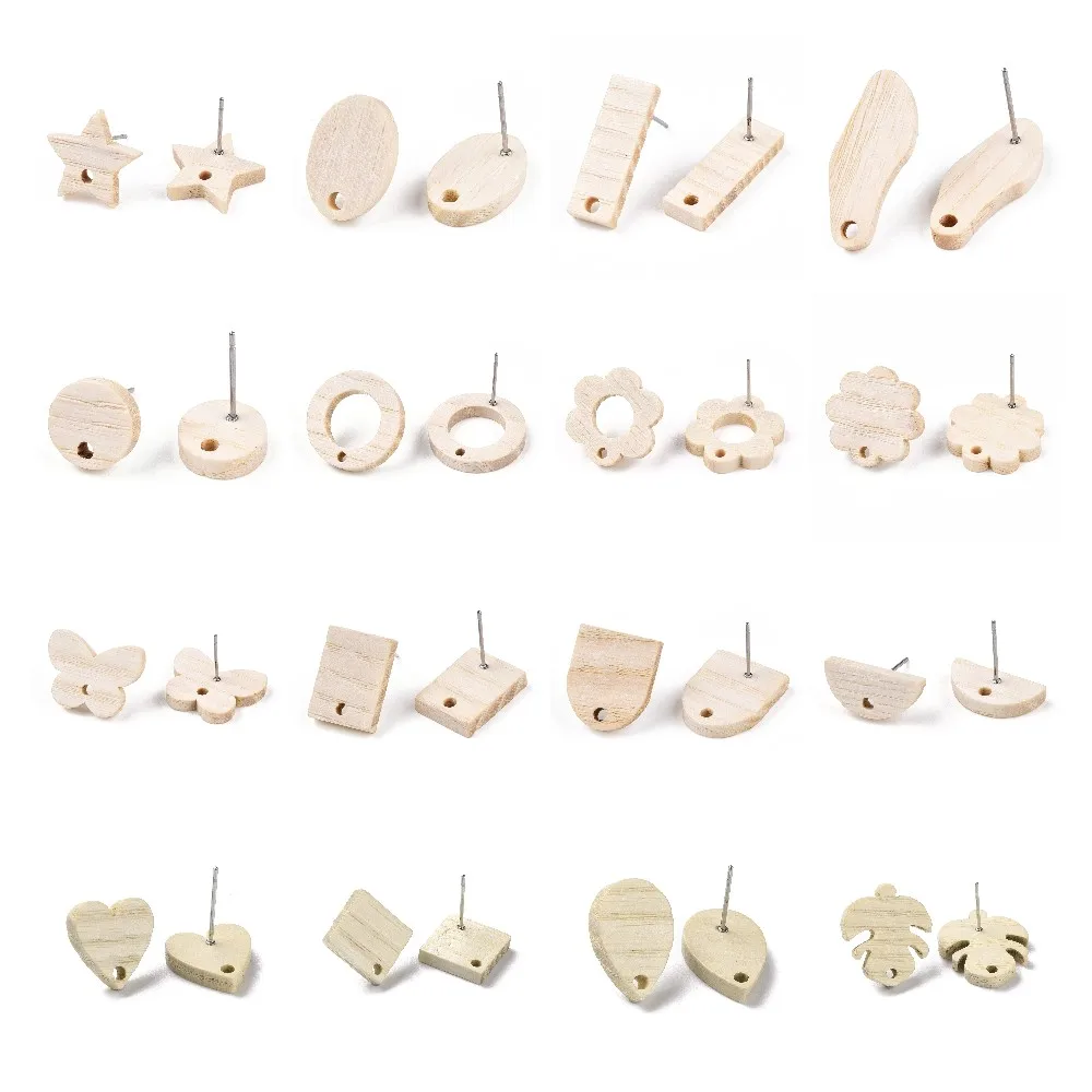 20Pcs Wood Stud Earring Findings with Stainless Steel Pin Geometric Wooden Ear Post Stud Earrings with Loop Jewelry Accessories
20Pcs Wood Stud Earring Findings with Stainless Steel Pin Geometric Wooden Ear Post Stud Earrings with Loop Jewelry Accessories