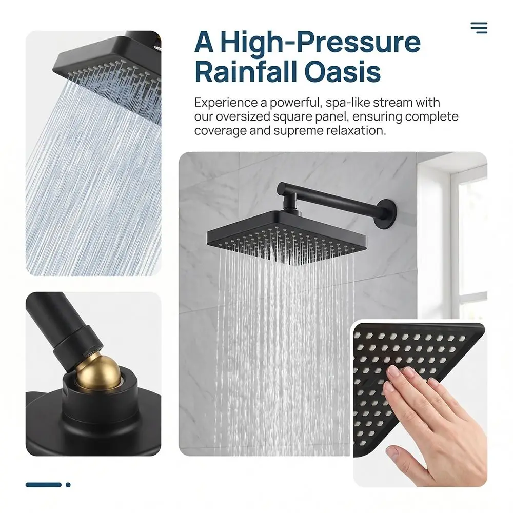 6-Inch Design High-Pressure Shower Head Portable Square Design Rainfall Shower Head Water Saving Easy Install
6-Inch Design High-Pressure Shower Head Portable Square Design Rainfall Shower Head Water Saving Easy Install