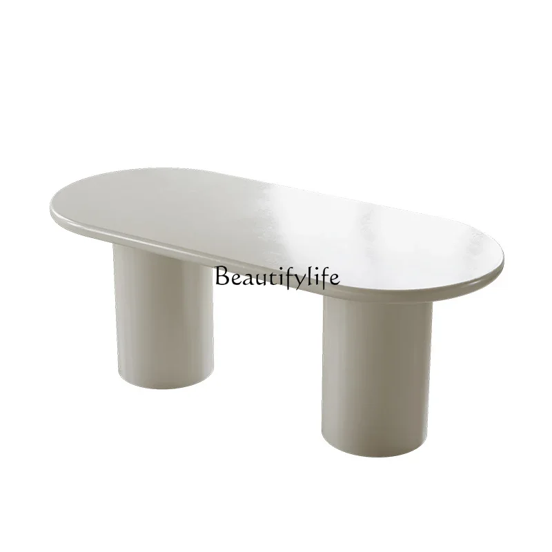 Light French Cream Style White Dining Table Small Home Dining Room Medieval Oval Table
Light French Cream Style White Dining Table Small Home Dining Room Medieval Oval Table