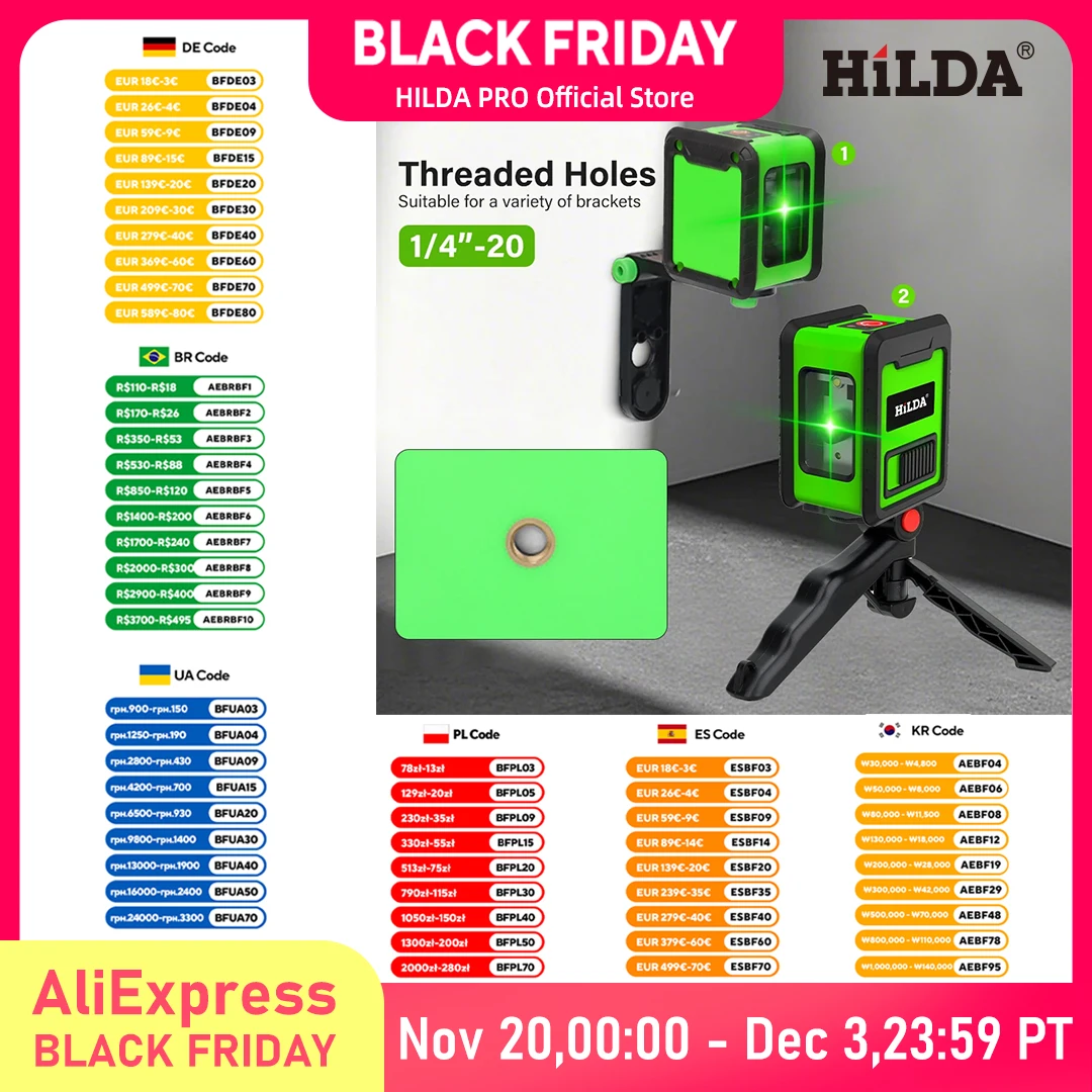 HILDA 2 Линейный Зеленый Лазерный Уровень
HILDA 2 Линейный Зеленый Лазерный Уровень