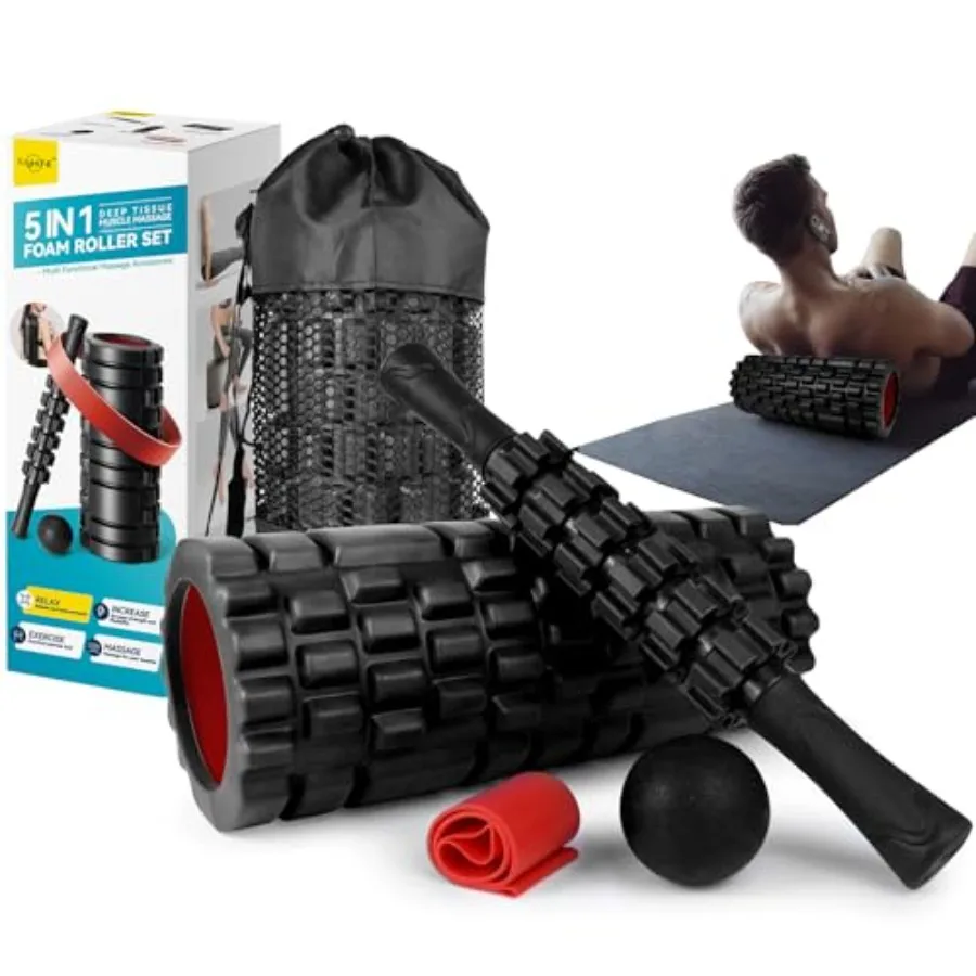 5-in-1 Foam Roller Set - Deep Tissue Muscle Recovery Kit with High Density Exercise Roller Massage Ball Resistance Band and Car
5-in-1 Foam Roller Set - Deep Tissue Muscle Recovery Kit with High Density Exercise Roller Massage Ball Resistance Band and Car