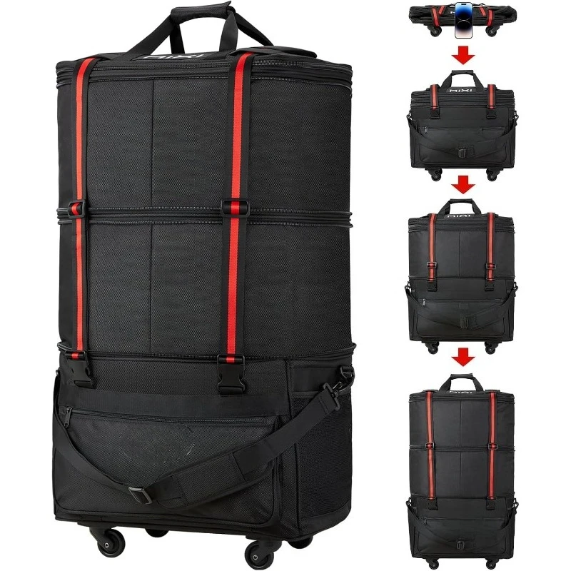 Travel Bag with Wheels Expandable Foldable Rolling Duffel Bag Large Capacity Suitcase for Men Women Black
Travel Bag with Wheels Expandable Foldable Rolling Duffel Bag Large Capacity Suitcase for Men Women Black